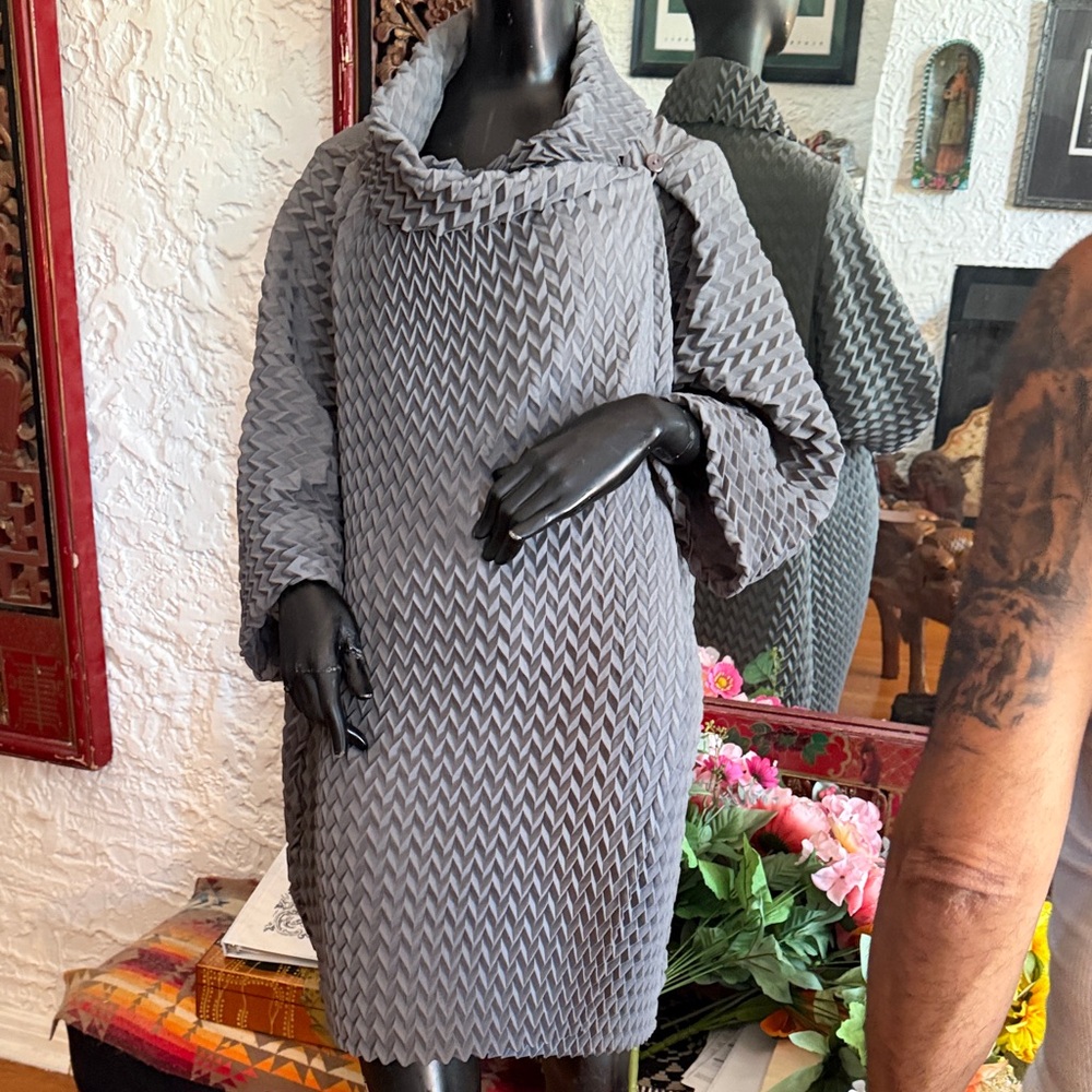 Cozy Cowl-Neck Gray Knit Sweater Dress